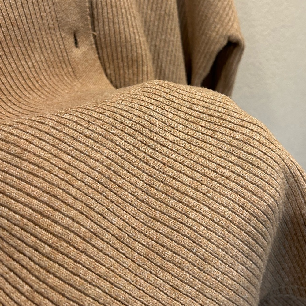 Happily Grey Tan Ribbed Women's Cardigan Sweater - Picture 9 of 12